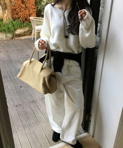 【起毛】リミットワイドパンツ IVORY