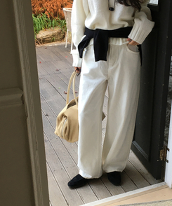 【起毛】リミットワイドパンツ IVORY