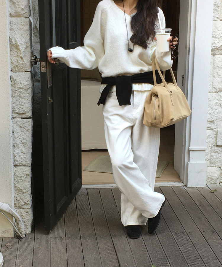 【起毛】リミットワイドパンツ IVORY