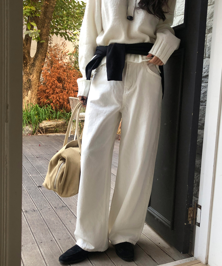 【起毛】リミットワイドパンツ IVORY