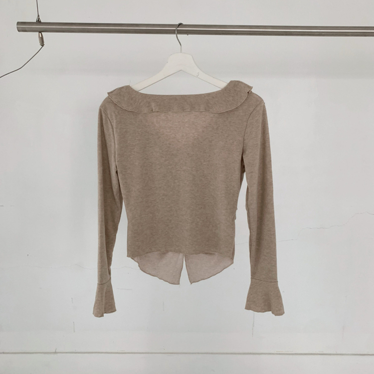 フリルシャーリング長袖Tシャツ