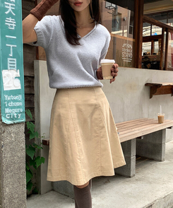 モーメントVネック半袖ニット(8color) LIGHT BLUE