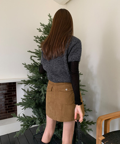 モーメントVネック半袖ニット(8color) CHARCOAL