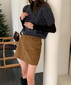 モーメントVネック半袖ニット(8color) CHARCOAL