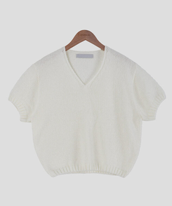 モーメントVネック半袖ニット(8color)