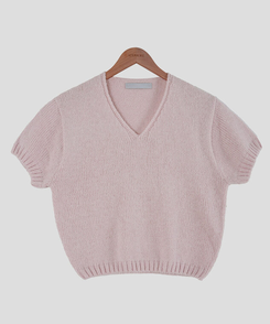 モーメントVネック半袖ニット(8color)