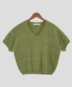 モーメントVネック半袖ニット(8color)