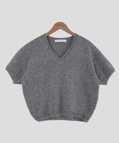 モーメントVネック半袖ニット(8color)