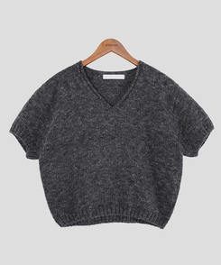 モーメントVネック半袖ニット(8color)