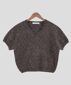 モーメントVネック半袖ニット(8color)
