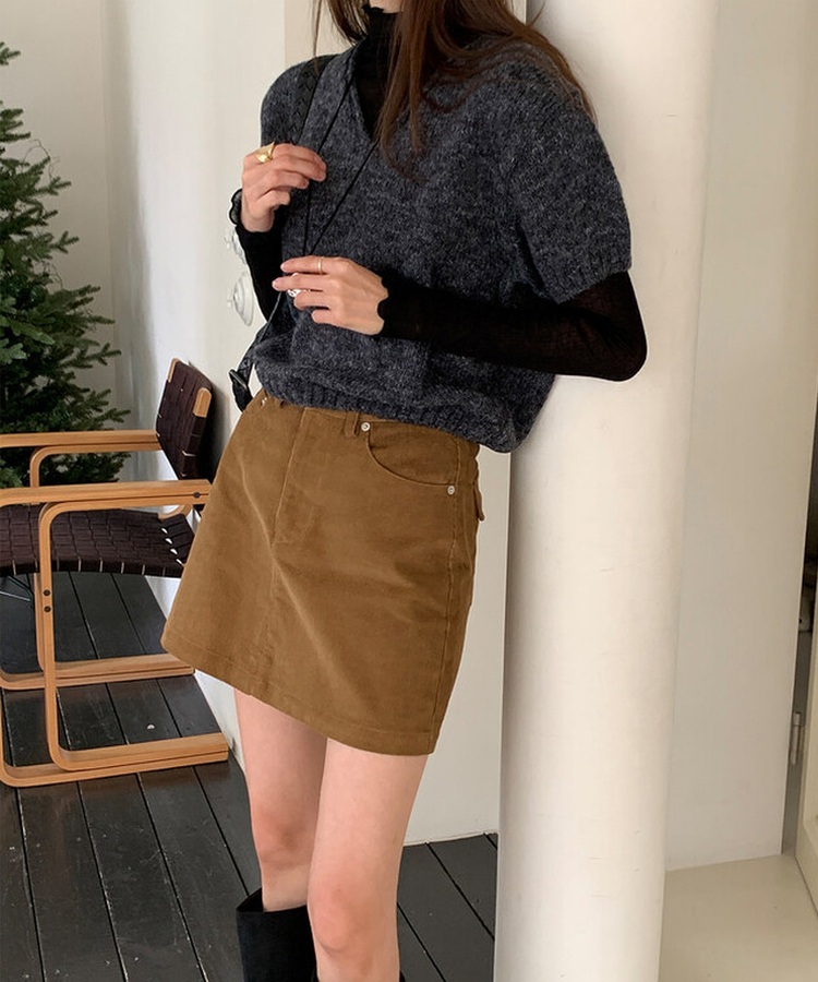 モーメントVネック半袖ニット(8color) CHARCOAL