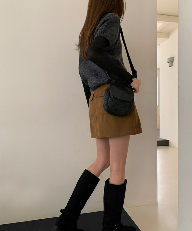 モーメントVネック半袖ニット(8color) CHARCOAL