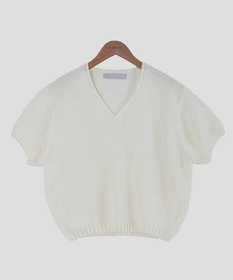 モーメントVネック半袖ニット(8color)