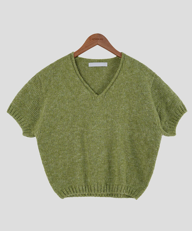 モーメントVネック半袖ニット(8color)