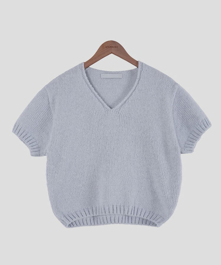モーメントVネック半袖ニット(8color)