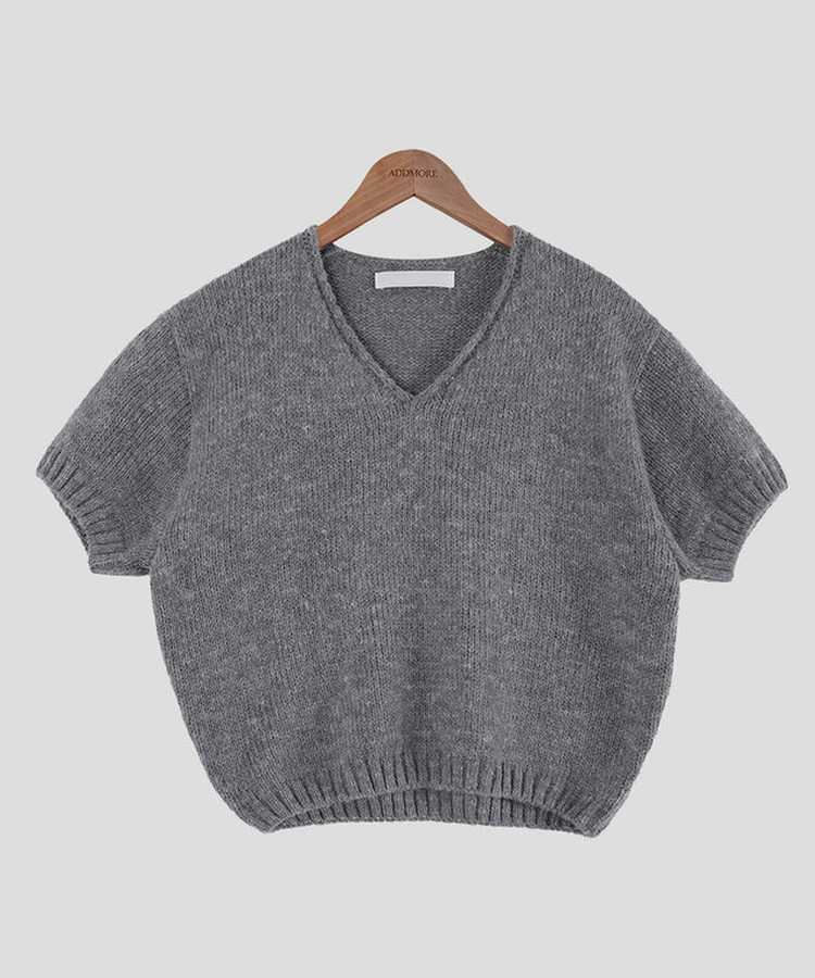 モーメントVネック半袖ニット(8color)
