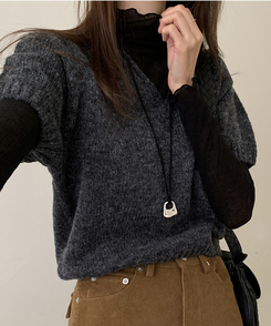 ハイシースルーリブTシャツ BLACK