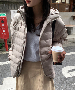 軽量スラグランハイネックダウン GRAY BEIGE