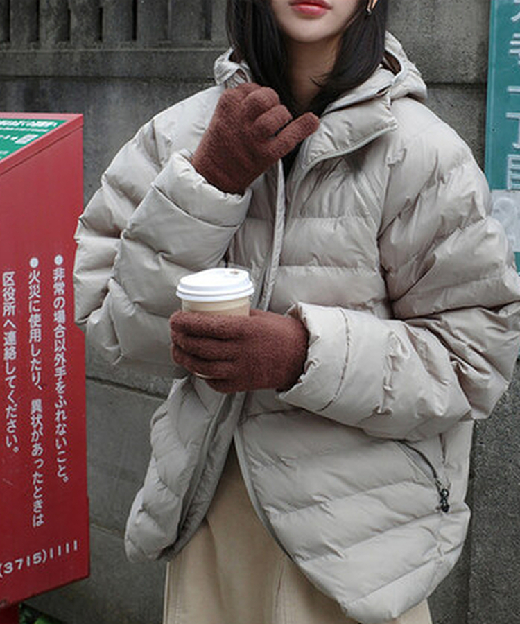 軽量スラグランハイネックダウン GRAY BEIGE