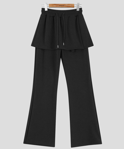 【起毛】ラップスカートブーツカットバンディングパンツ