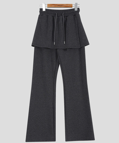 【起毛】ラップスカートブーツカットバンディングパンツ
