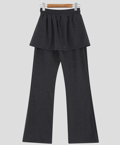 【起毛】ラップスカートブーツカットバンディングパンツ