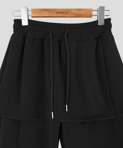 【起毛】ラップスカートブーツカットバンディングパンツ