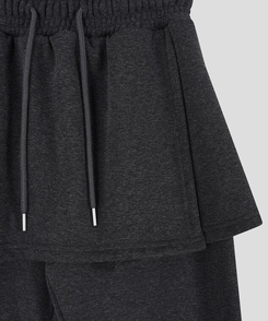 【起毛】ラップスカートブーツカットバンディングパンツ