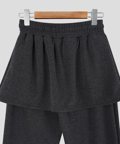 【起毛】ラップスカートブーツカットバンディングパンツ