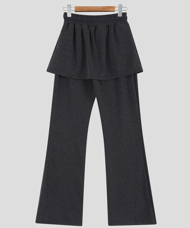 【起毛】ラップスカートブーツカットバンディングパンツ