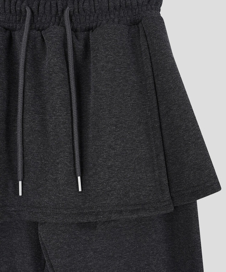 【起毛】ラップスカートブーツカットバンディングパンツ