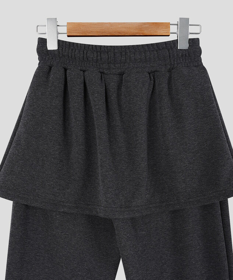 【起毛】ラップスカートブーツカットバンディングパンツ