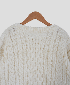 ラウンドウールケーブルニット