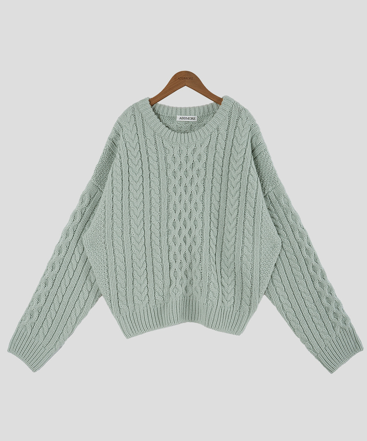 ラウンドウールケーブルニット