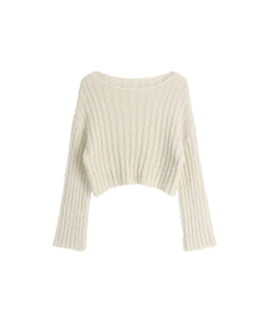 （ふんわり華奢見え♥／MDおすすめ）フェザーヤーンオフショルダーニット・長袖