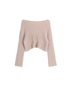 （ふんわり華奢見え♥／MDおすすめ）フェザーヤーンオフショルダーニット・長袖