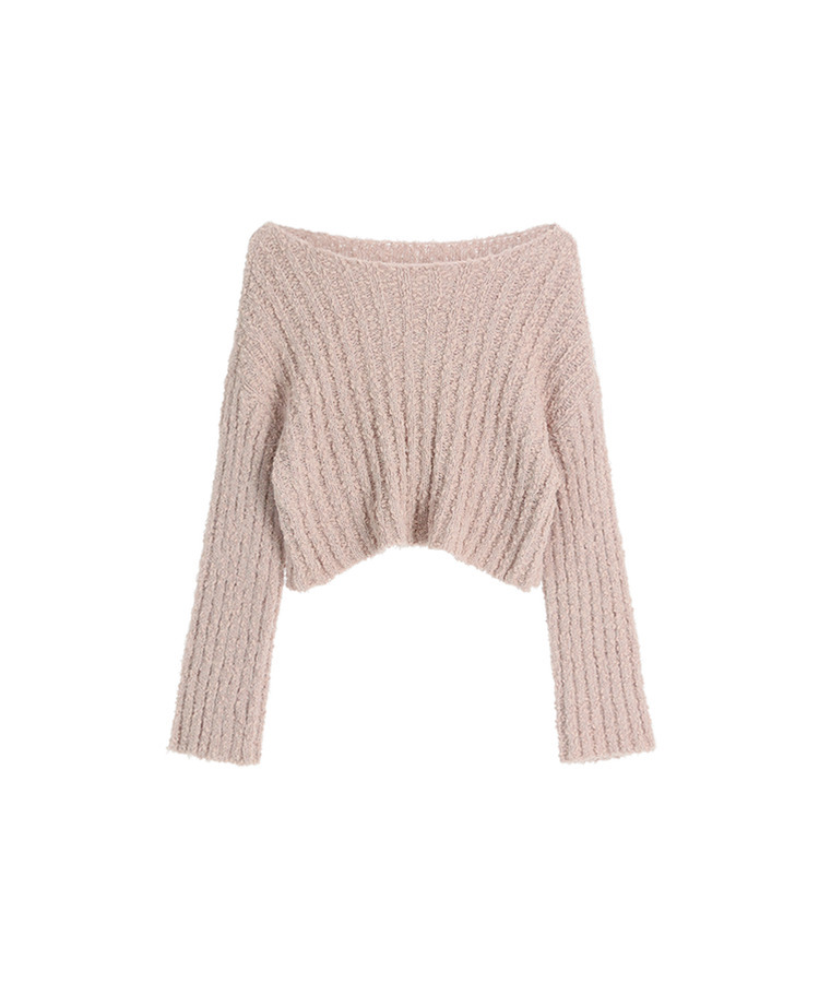 （ふんわり華奢見え♥／MDおすすめ）フェザーヤーンオフショルダーニット・長袖