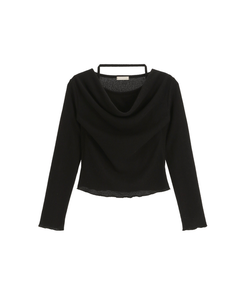 （裏起毛／レイヤード風♥／華奢見えシルエット）裏起毛ドレープホルターネックレイヤード長袖Tシャツ