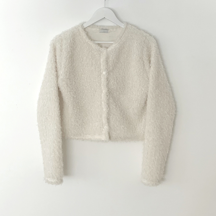 ボアフリースクロップウールファーカーディガン