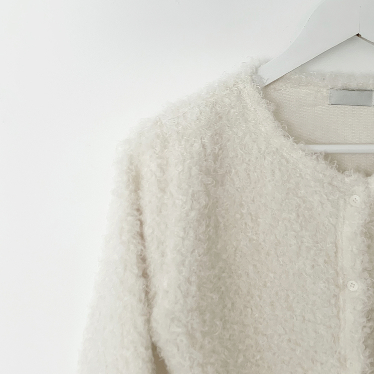 ボアフリースクロップウールファーカーディガン