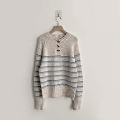 ラウンドデイリーストライプカーディガン