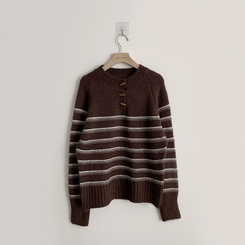 ラウンドデイリーストライプカーディガン