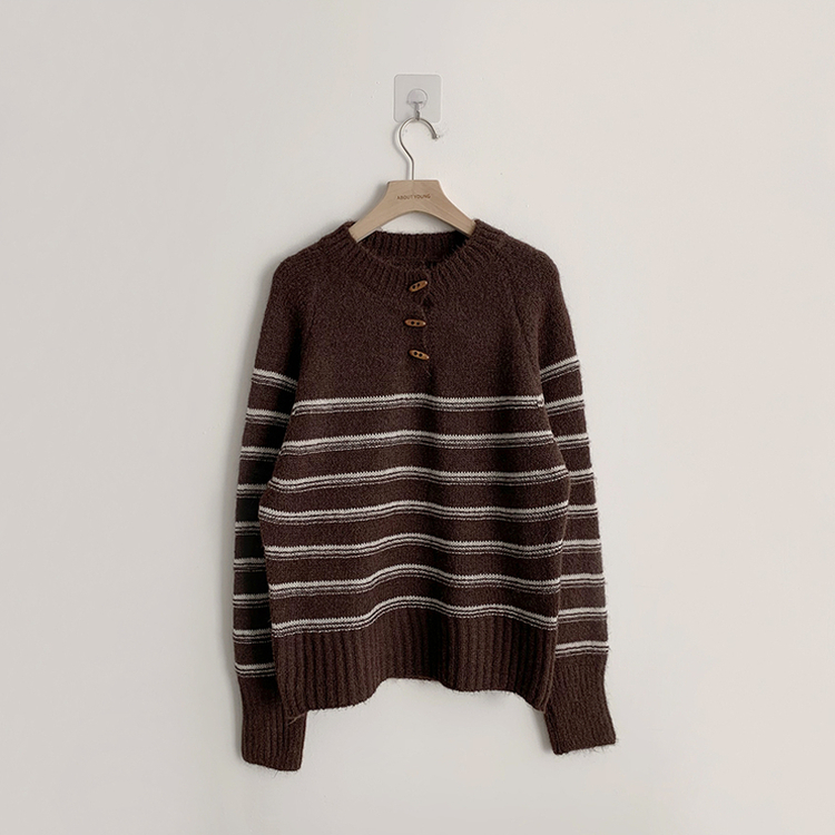 ラウンドデイリーストライプカーディガン