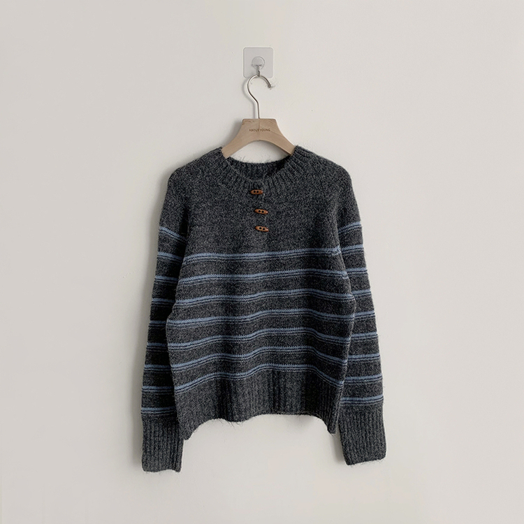 ラウンドデイリーストライプカーディガン