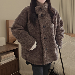 ウールハイネックフリースムスタンジャケット BROWN