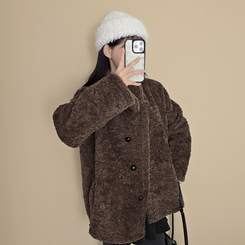 ウールハイネックフリースムスタンジャケット BROWN