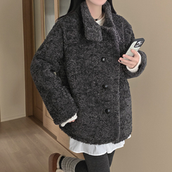 ウールハイネックフリースムスタンジャケット CHARCOAL