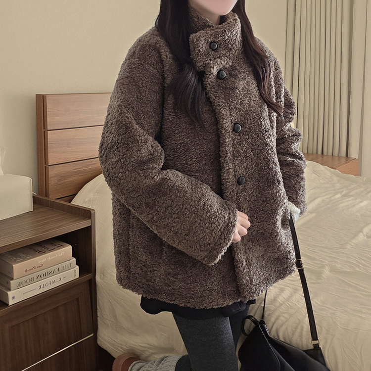 ウールハイネックフリースムスタンジャケット BROWN