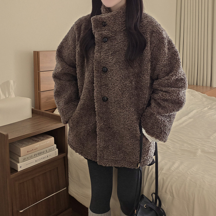 ウールハイネックフリースムスタンジャケット BROWN