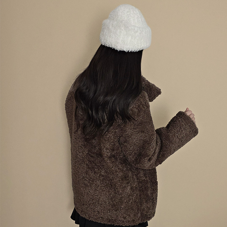 ウールハイネックフリースムスタンジャケット BROWN